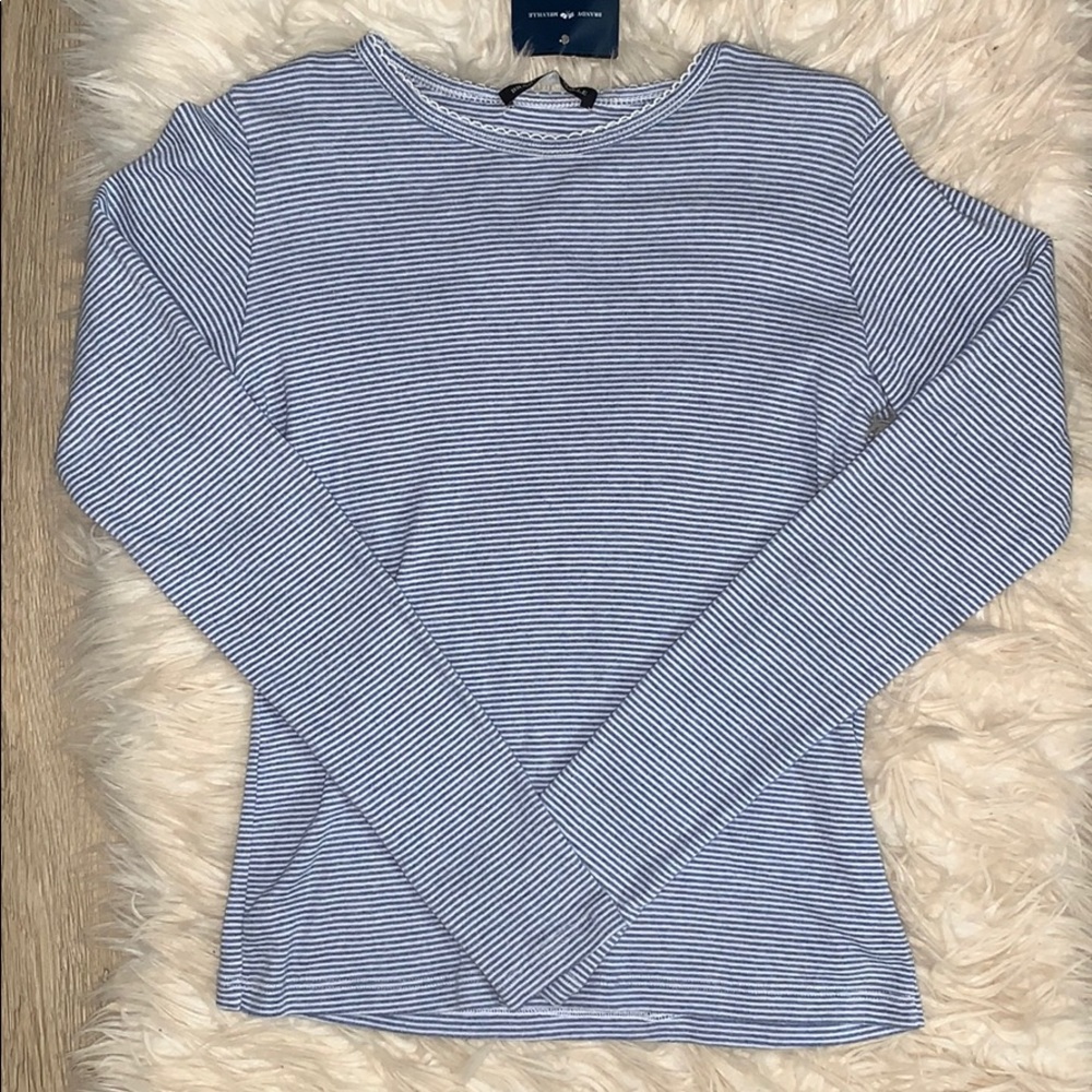 Brandy Melville Blue and White Striped Long Sleeve